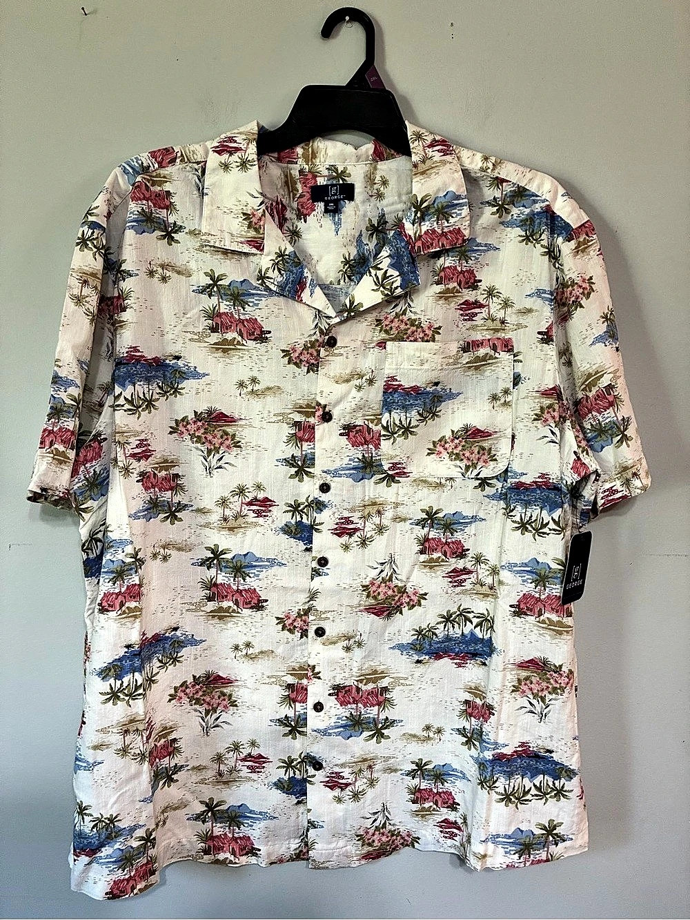 George Men's Floral Button Down Shirt 2XL NWT